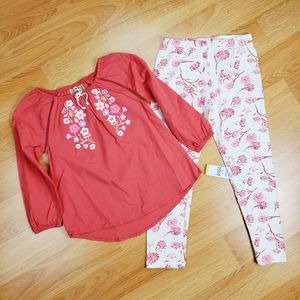 Girls Coral/Flower Matching Set Size 8